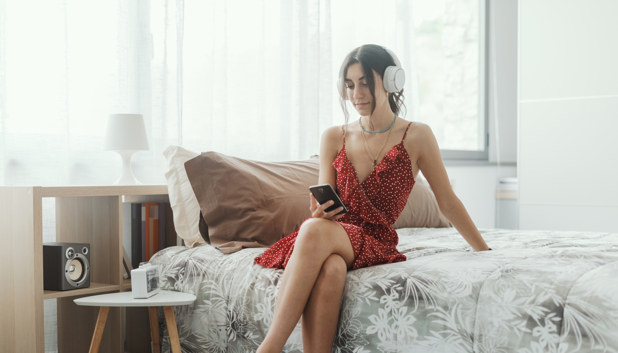 Young woman listening to music