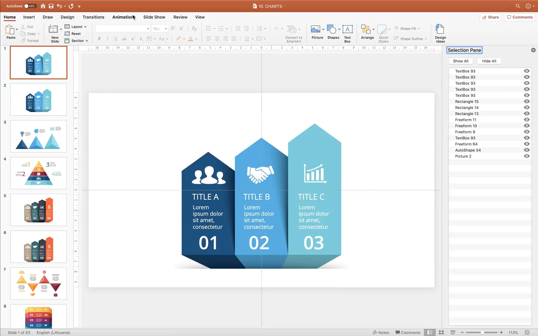 PowerPoint slide guides and selection pane activated