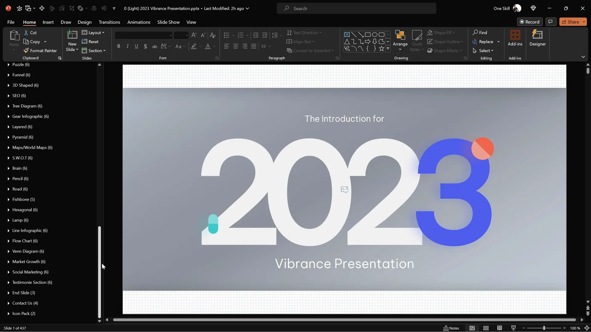 Vibrance PowerPoint template with multiple image placeholders