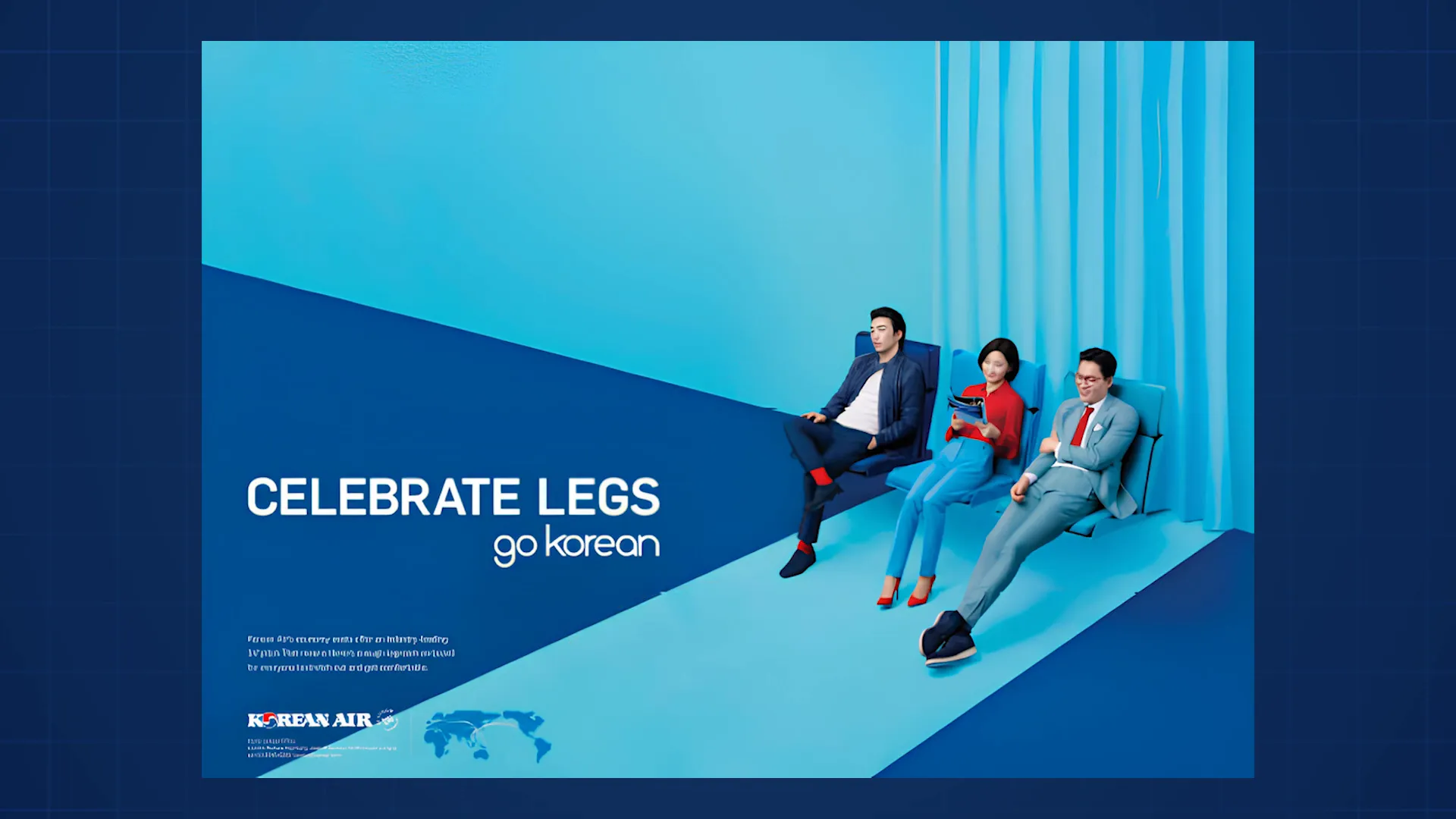 Korean Air ad using space to emphasize legroom and comfort