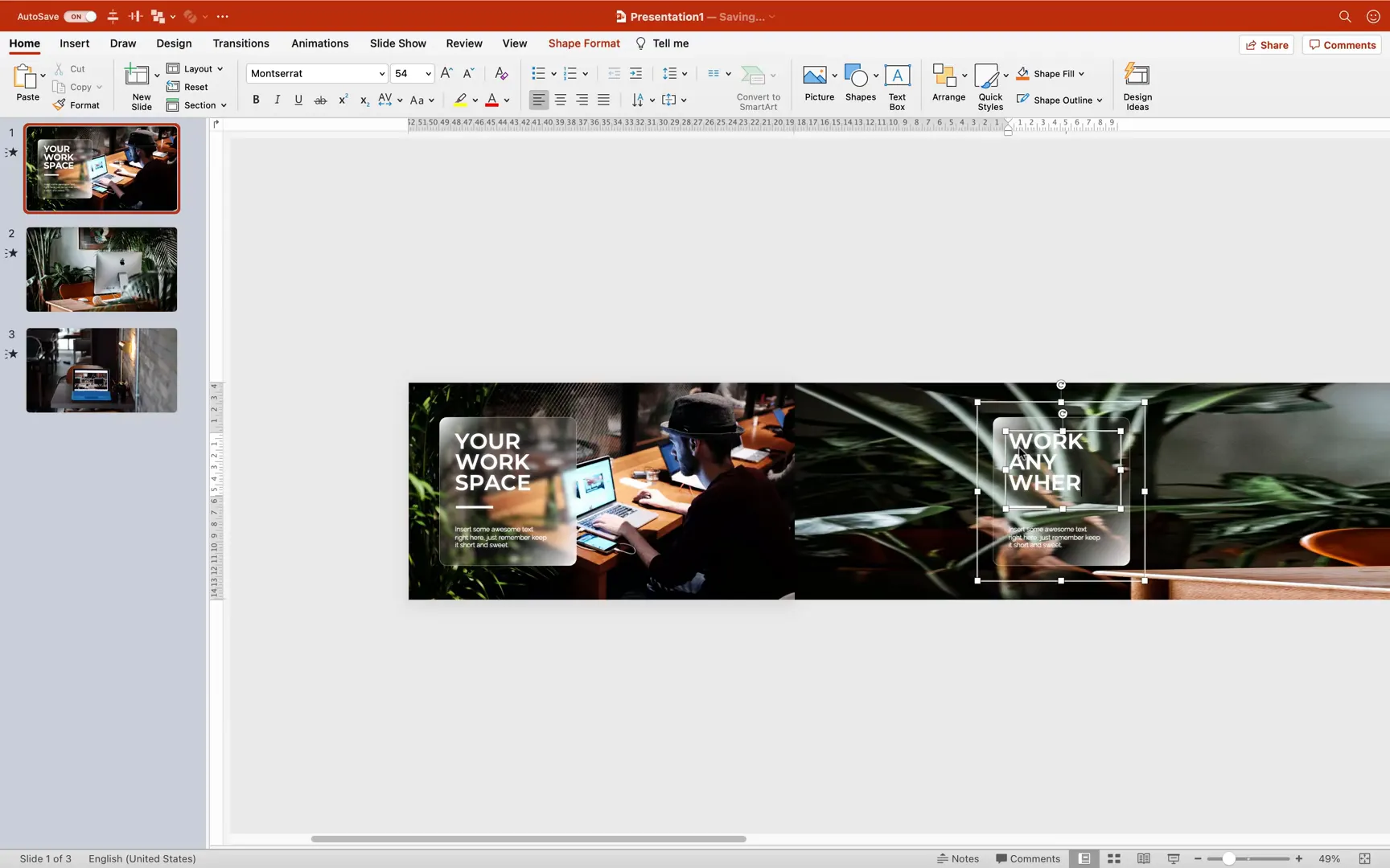 Duplicating and positioning glassmorphic cards on slides