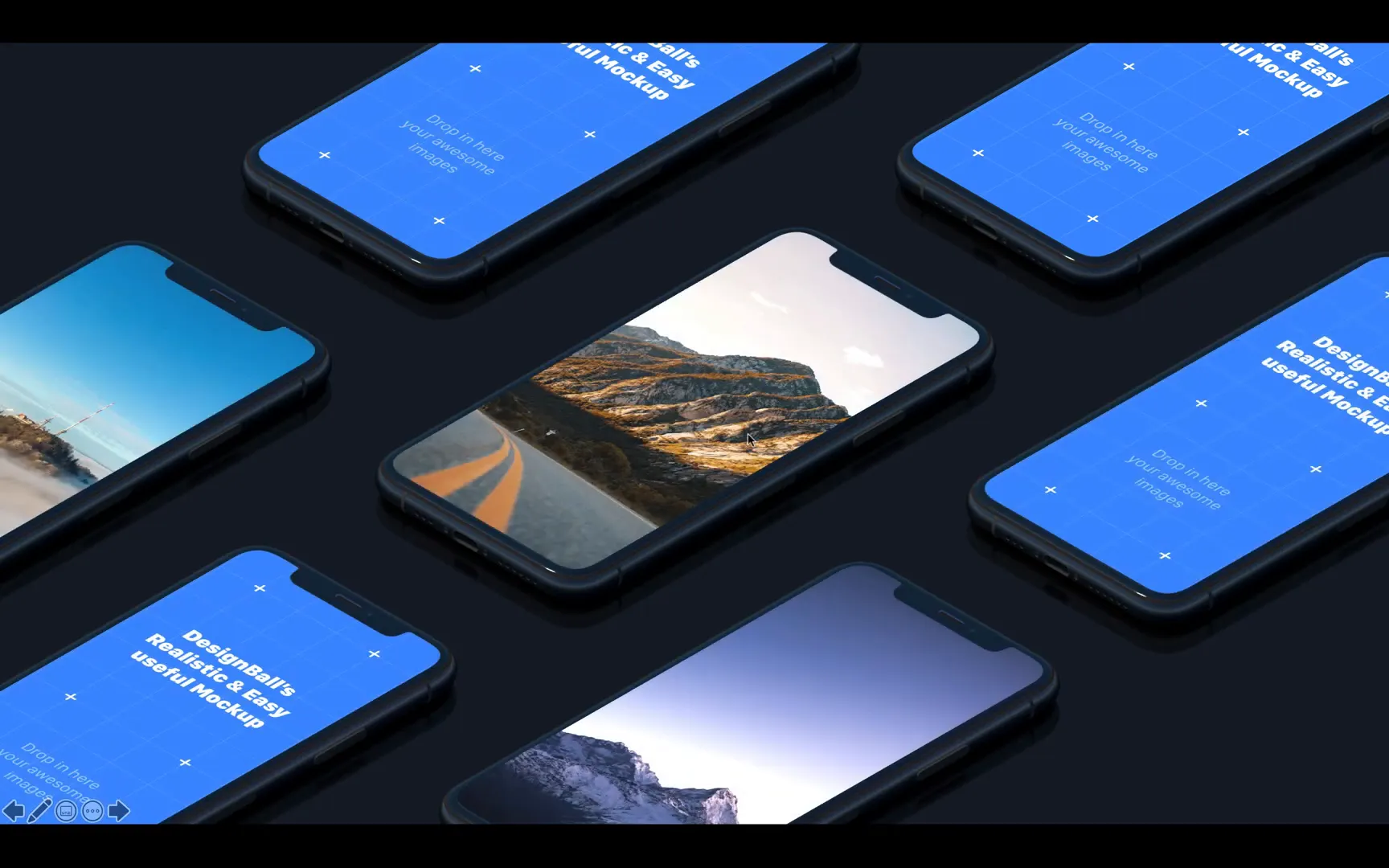 Device mockups with image placeholders in Massive X template