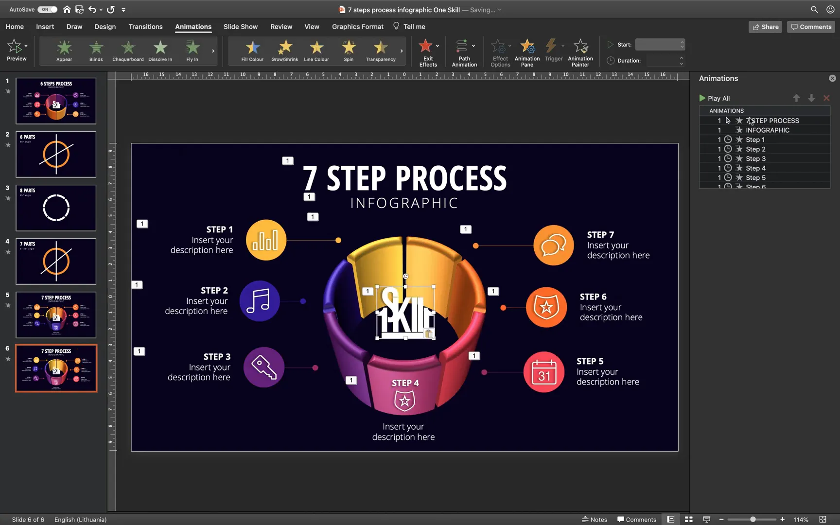 Final review of seven step infographic in PowerPoint