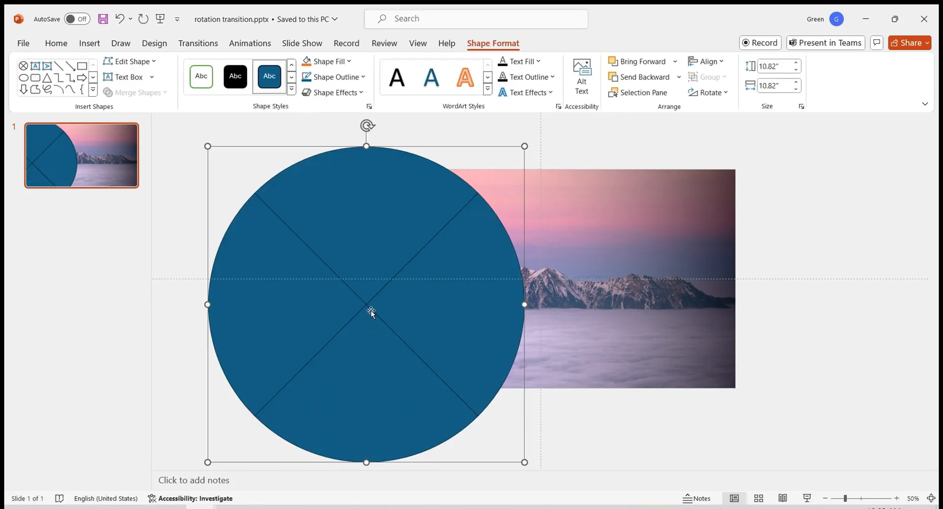 Flowchart shape with shadow as rotating element