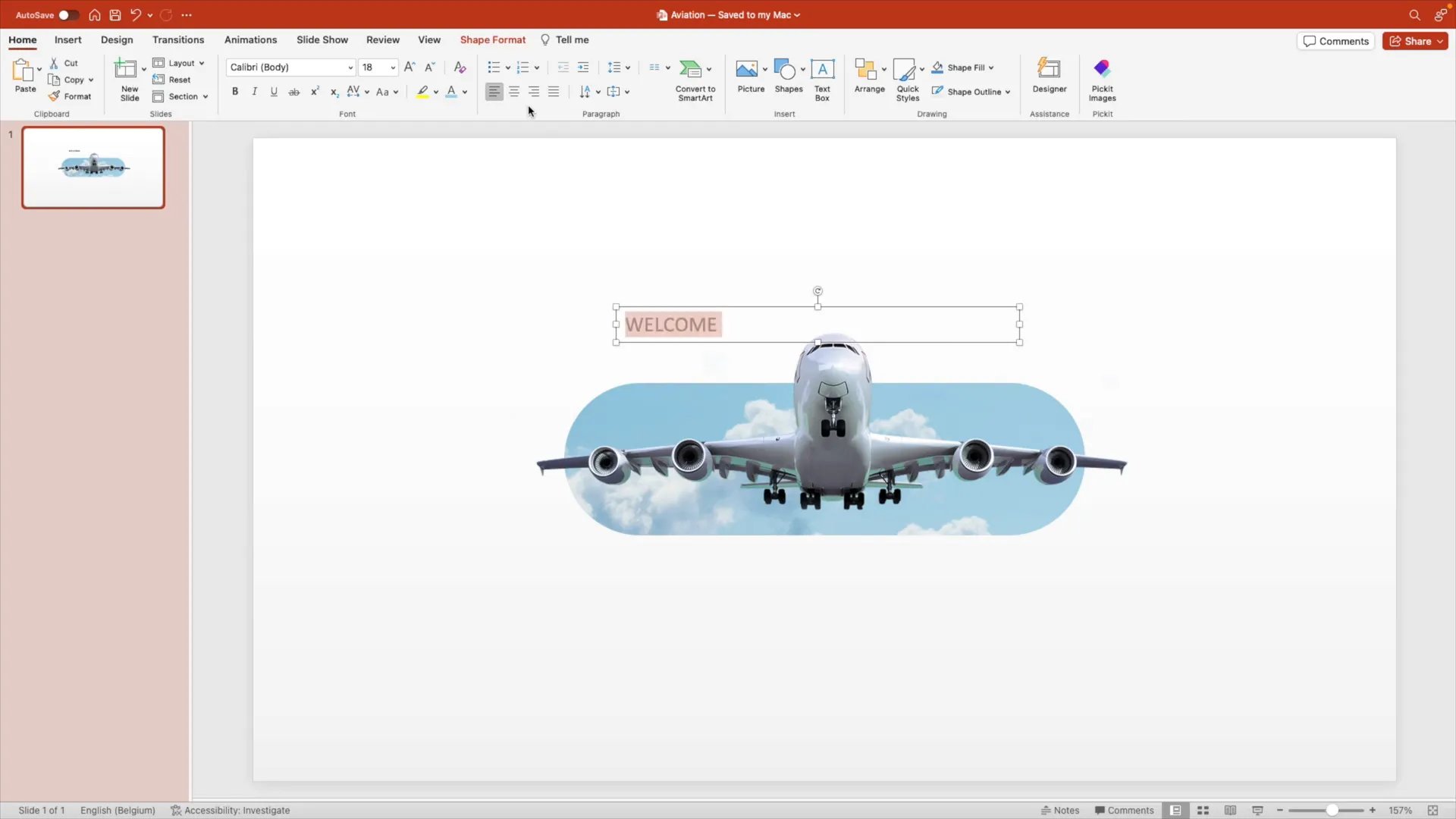 Airplane image positioned overlapping rounded rectangle background