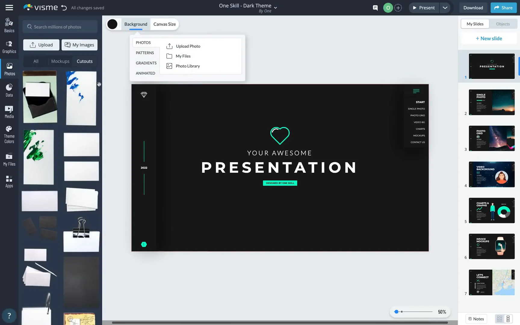 Adding and customizing a photo background with filters