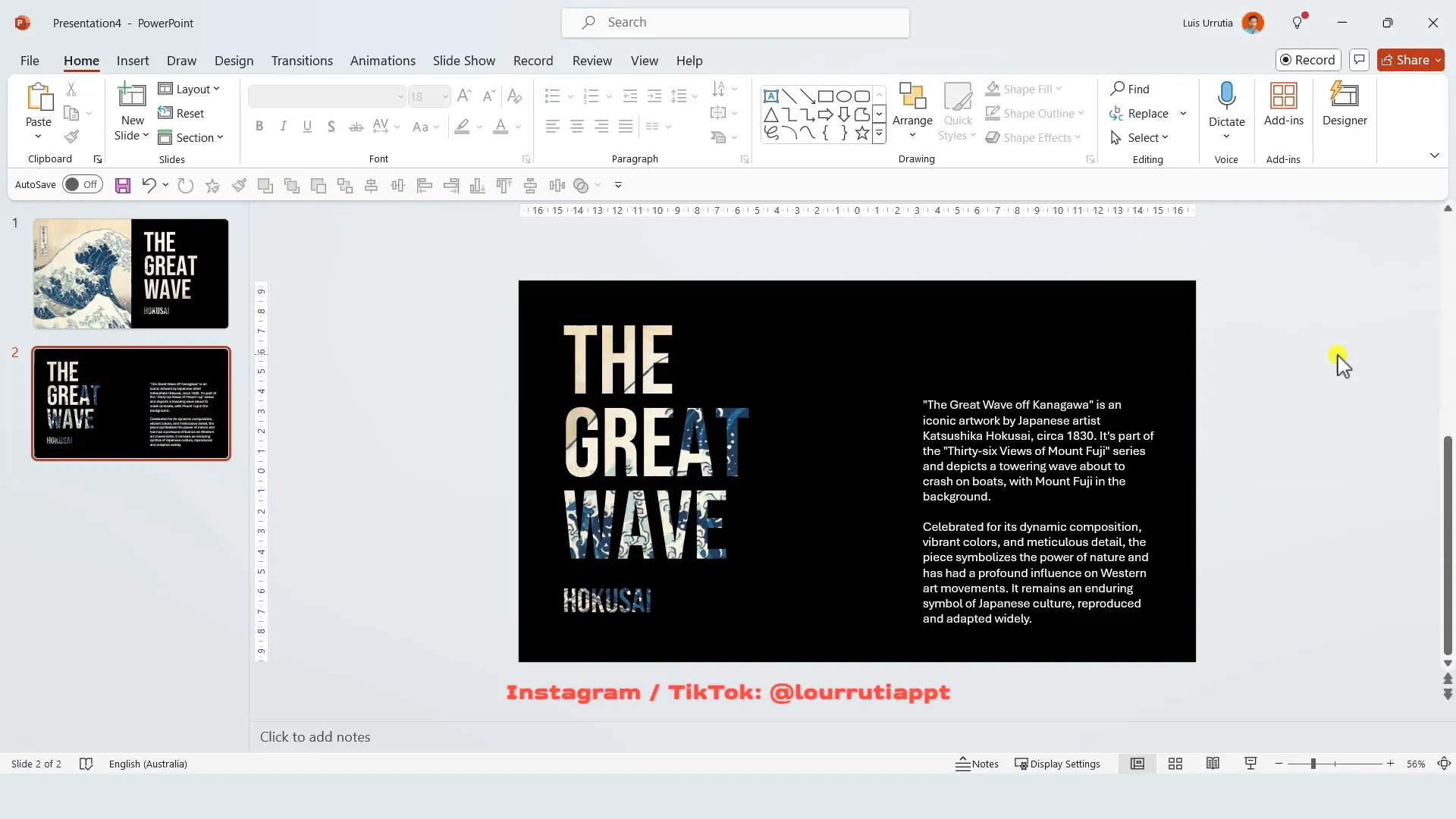 Final slide with text mask effect and morph transition