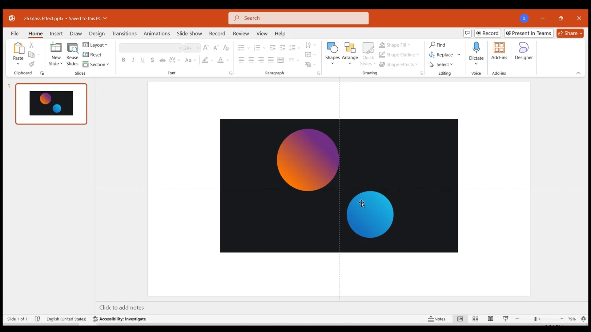 Inserting and filling slide with prepared image