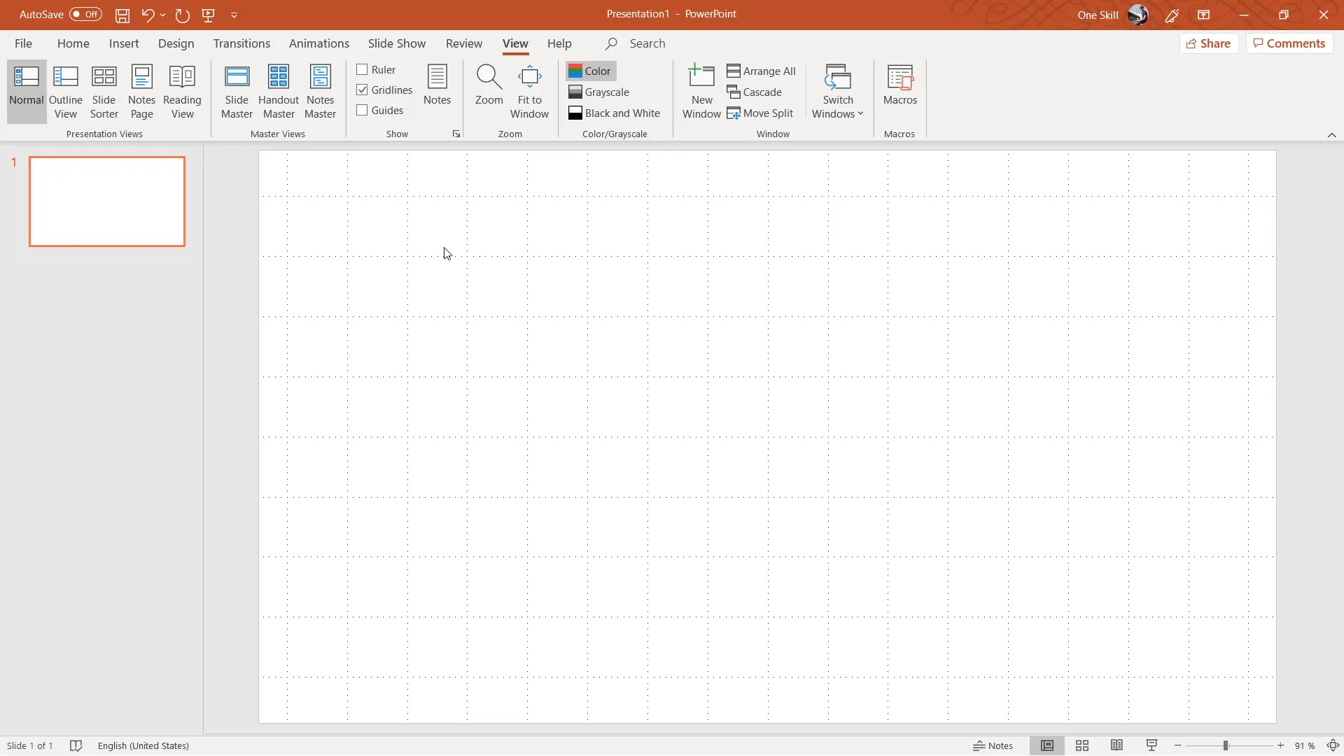 PowerPoint’s default gridlines feature