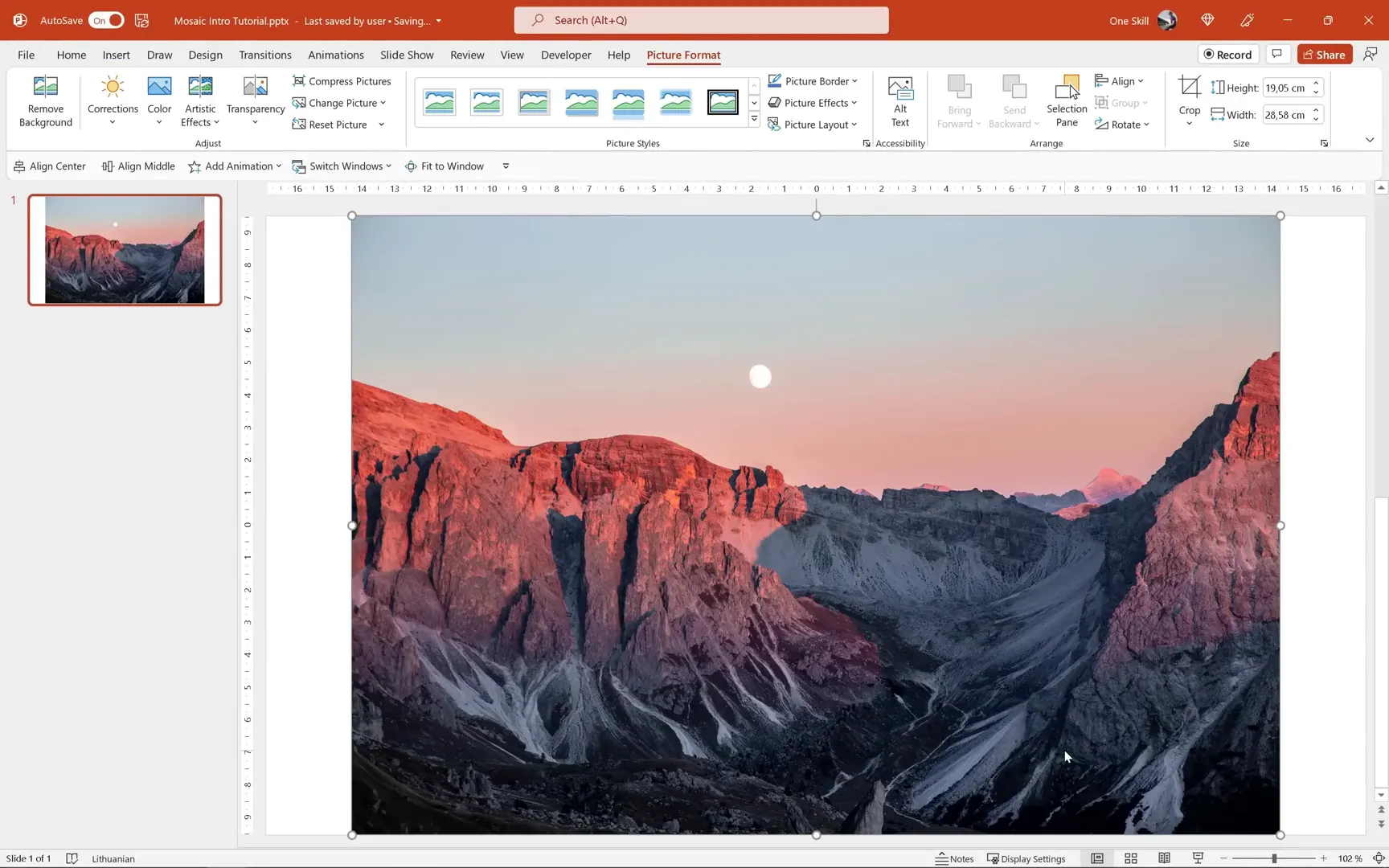 Inserting stock image of mountains