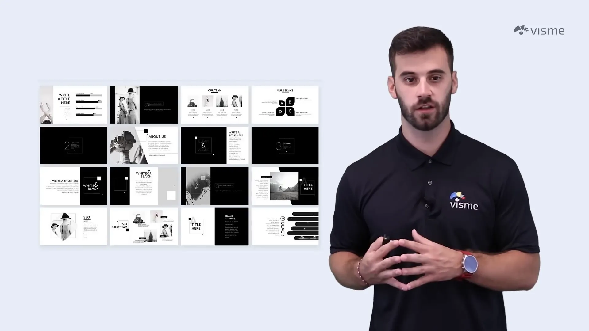 Black and white photography in presentation