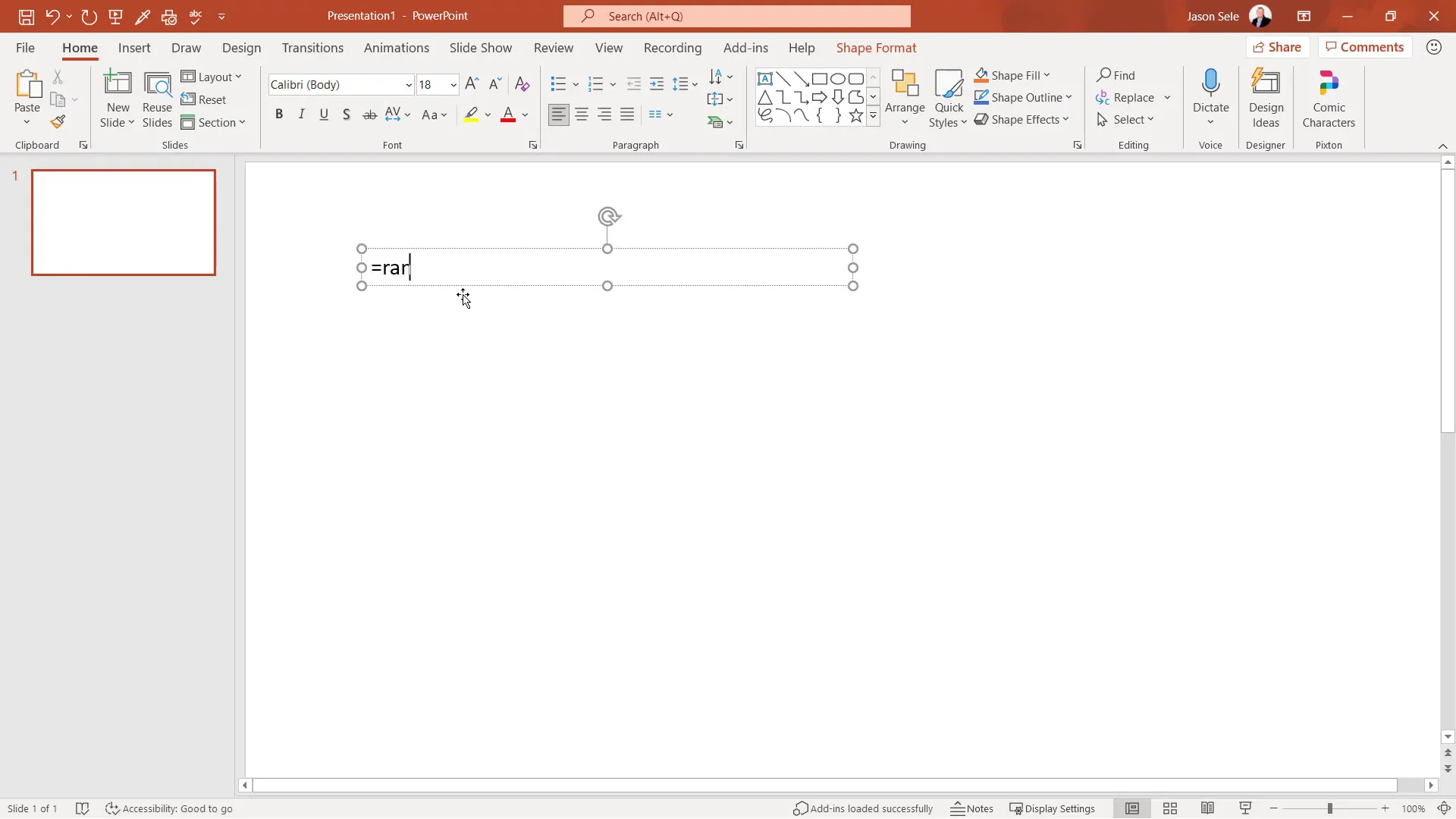 Inserting filler text with =rand() and =lorem()