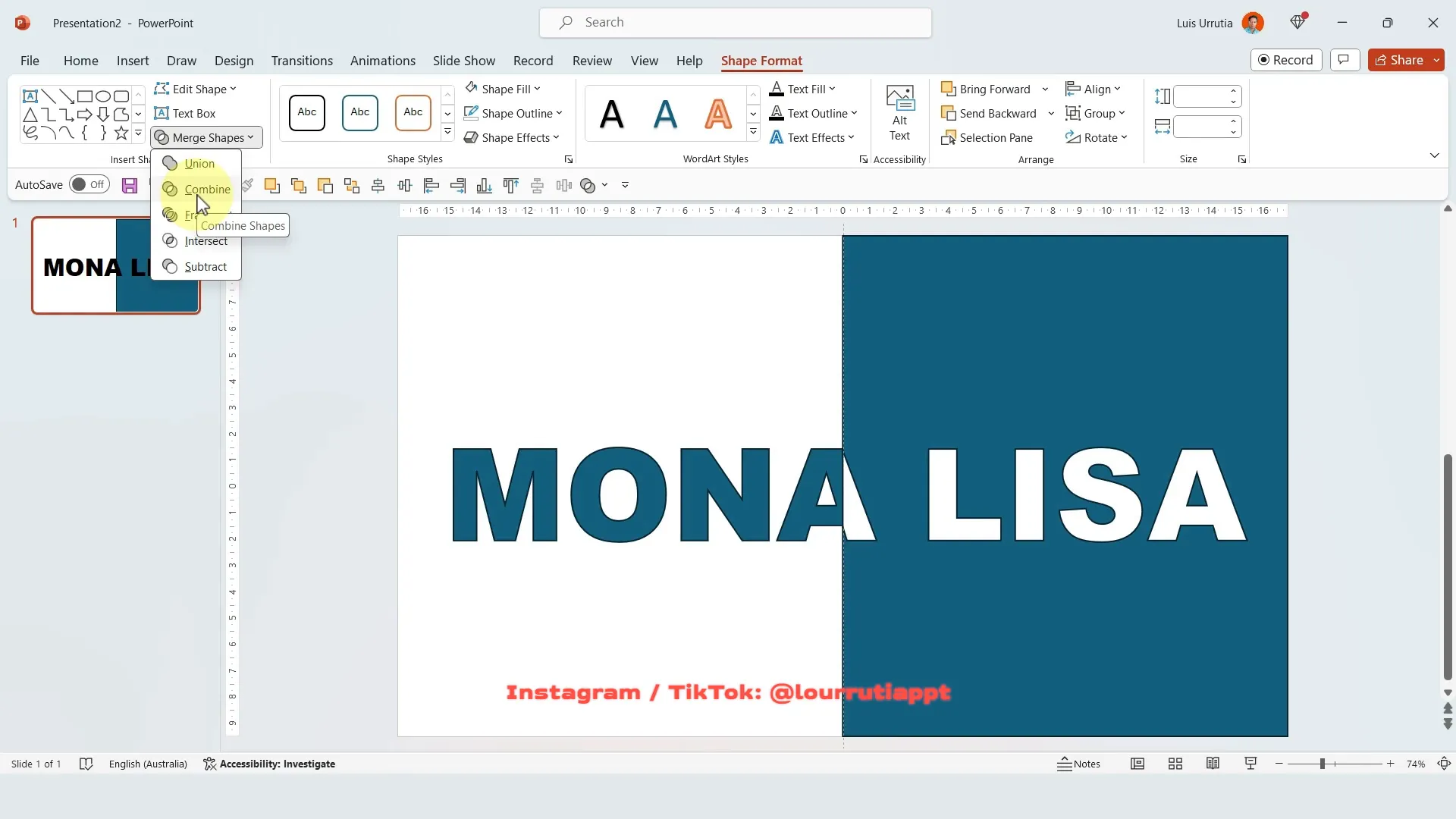 Merging text and rectangle shape