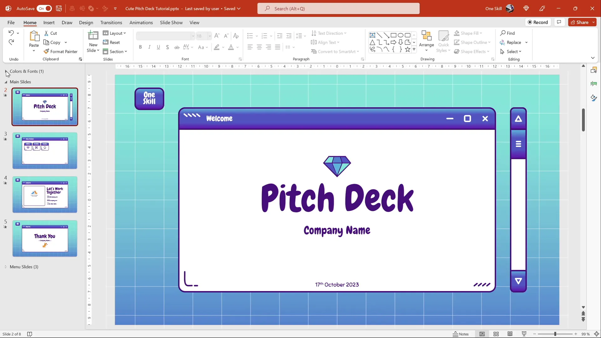 Starting PowerPoint presentation for pitch deck creation