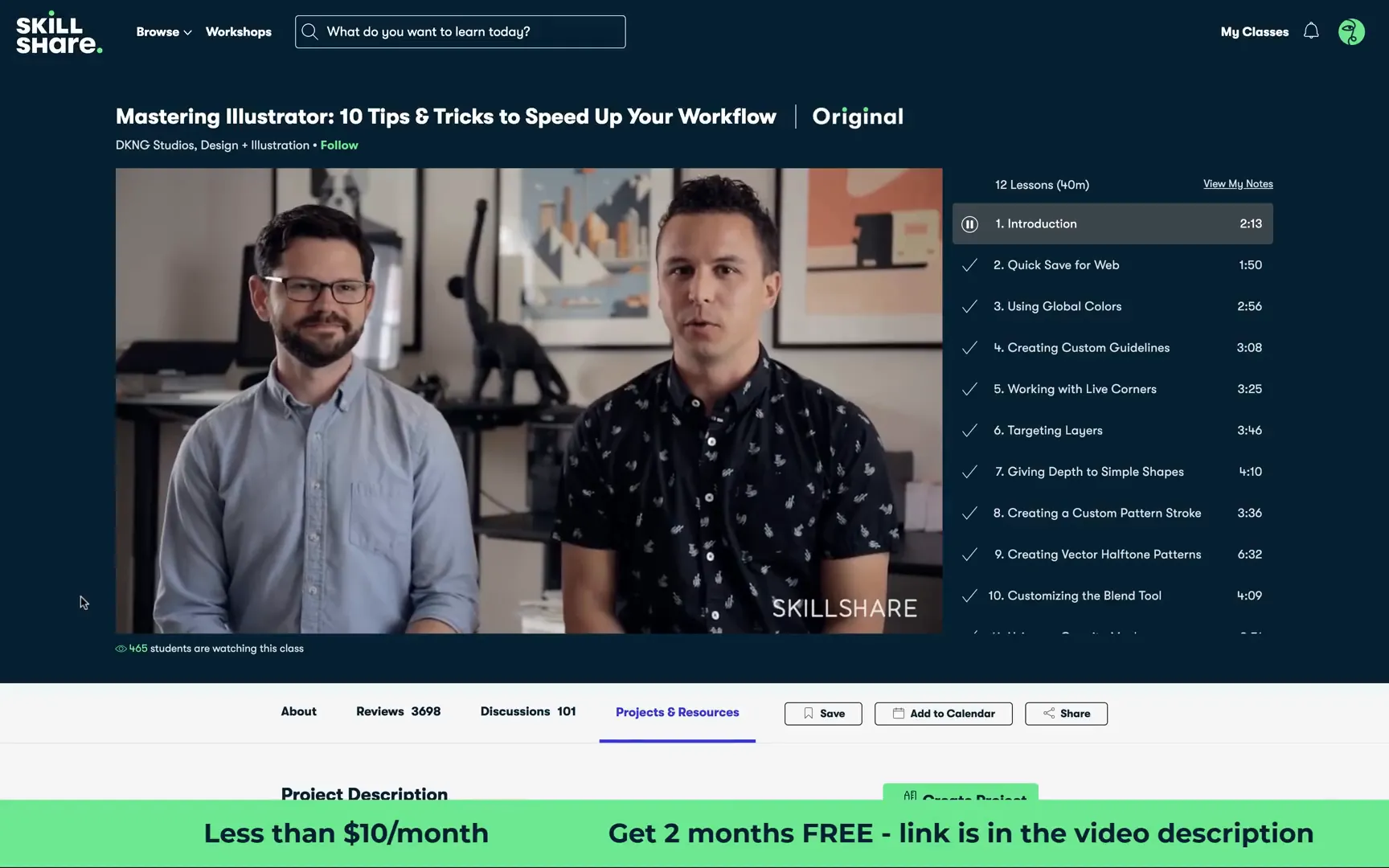 Skillshare online learning platform for creative skills