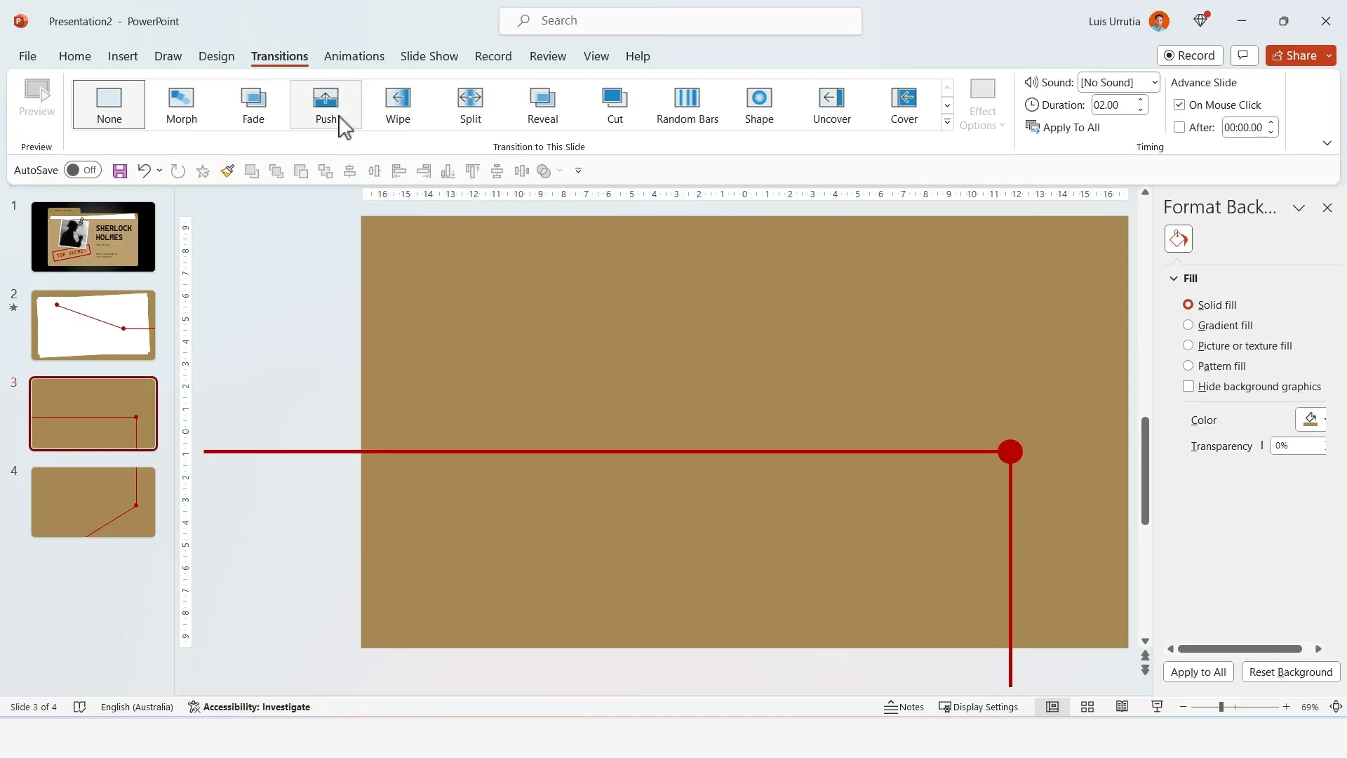 Applying Push transitions with directional effects