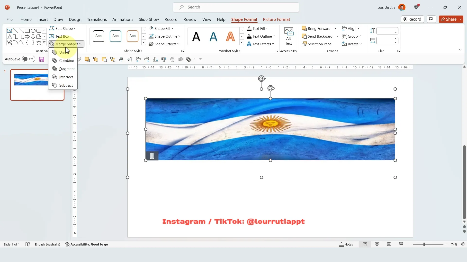 Merging text and GIF using intersect