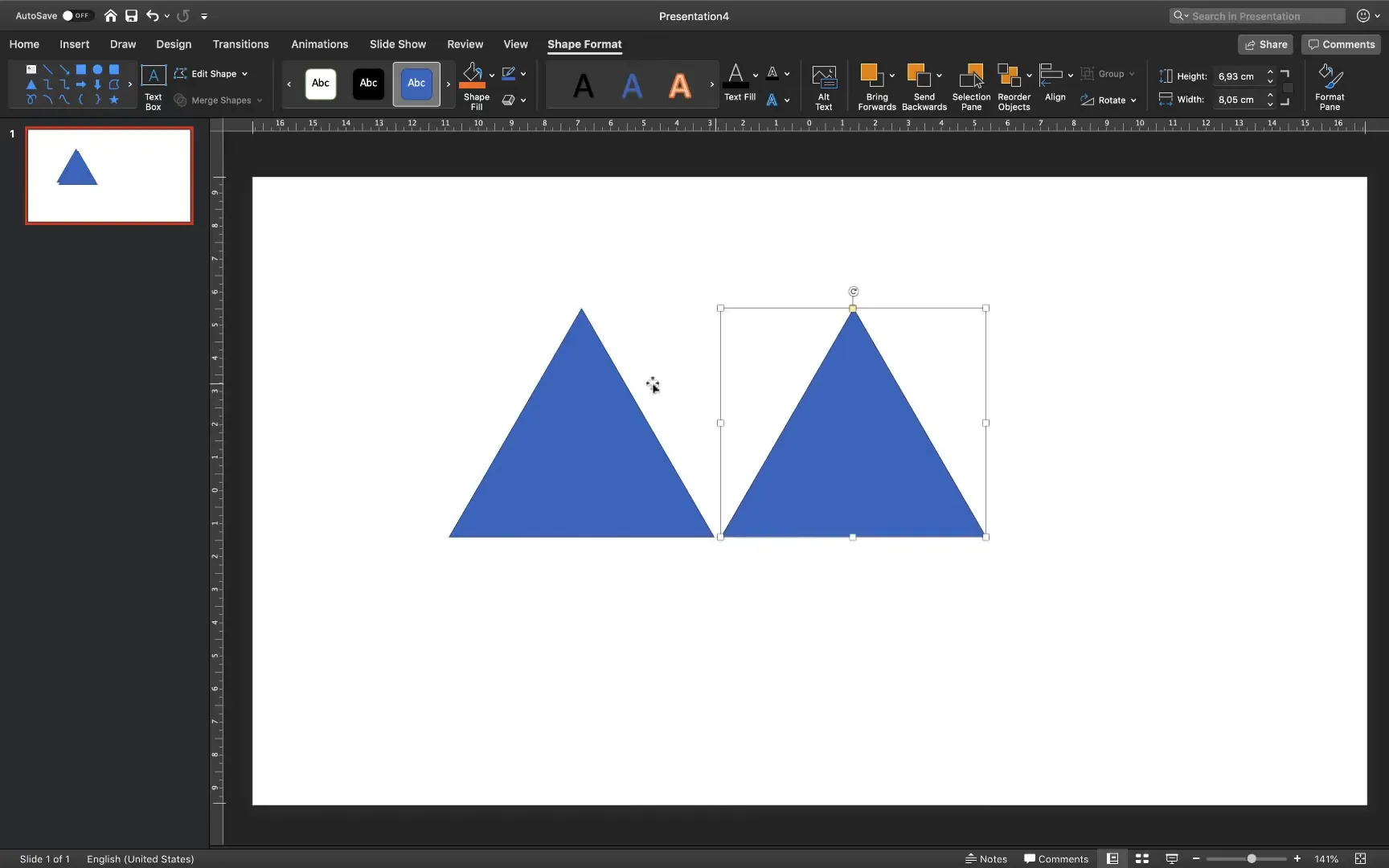 Creating and duplicating triangles in PowerPoint with smart guides