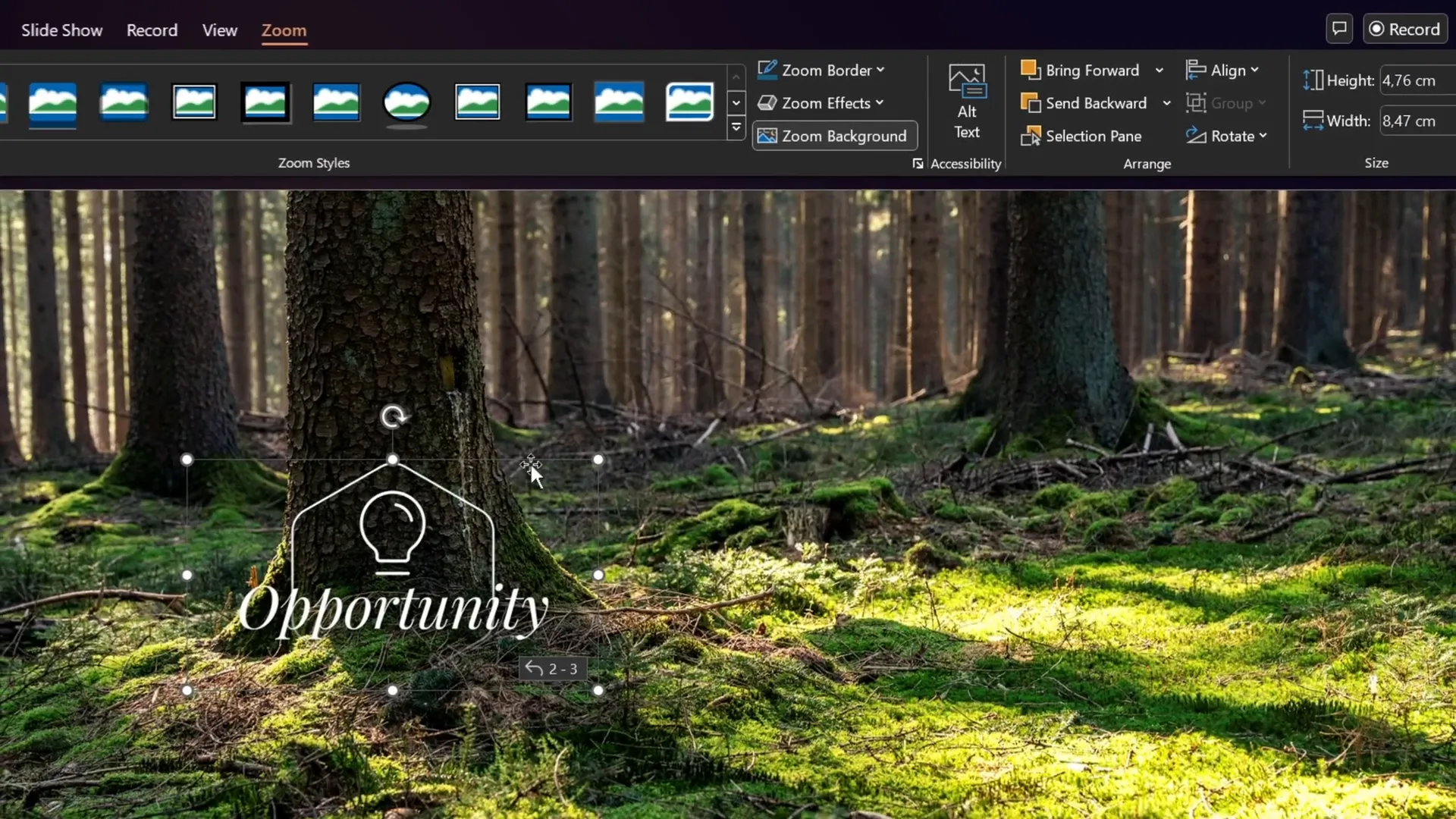 Inserting and customizing section zoom in PowerPoint