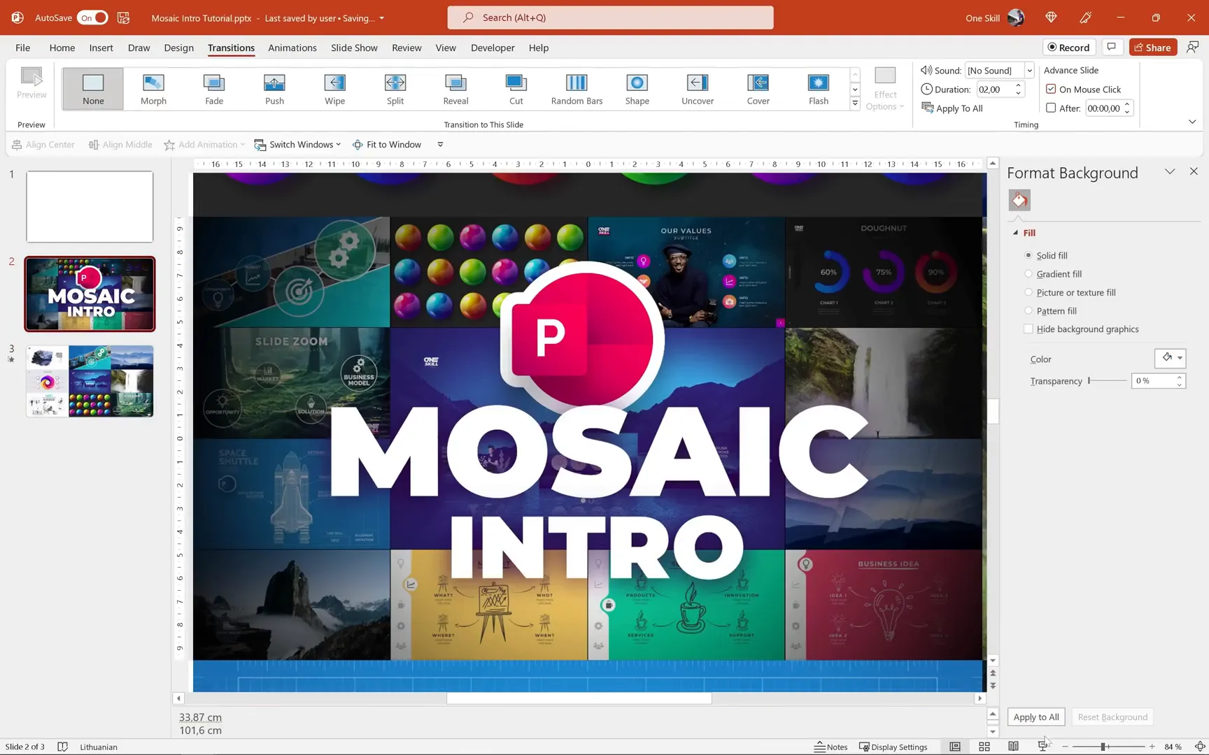 Preview of vertical scrolling mosaic animation