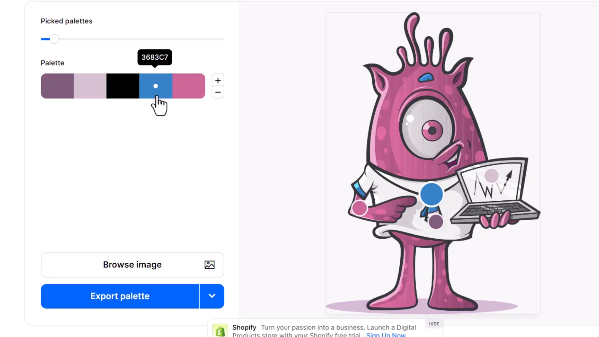 Adjusting color pickers on logo to select exact brand colors