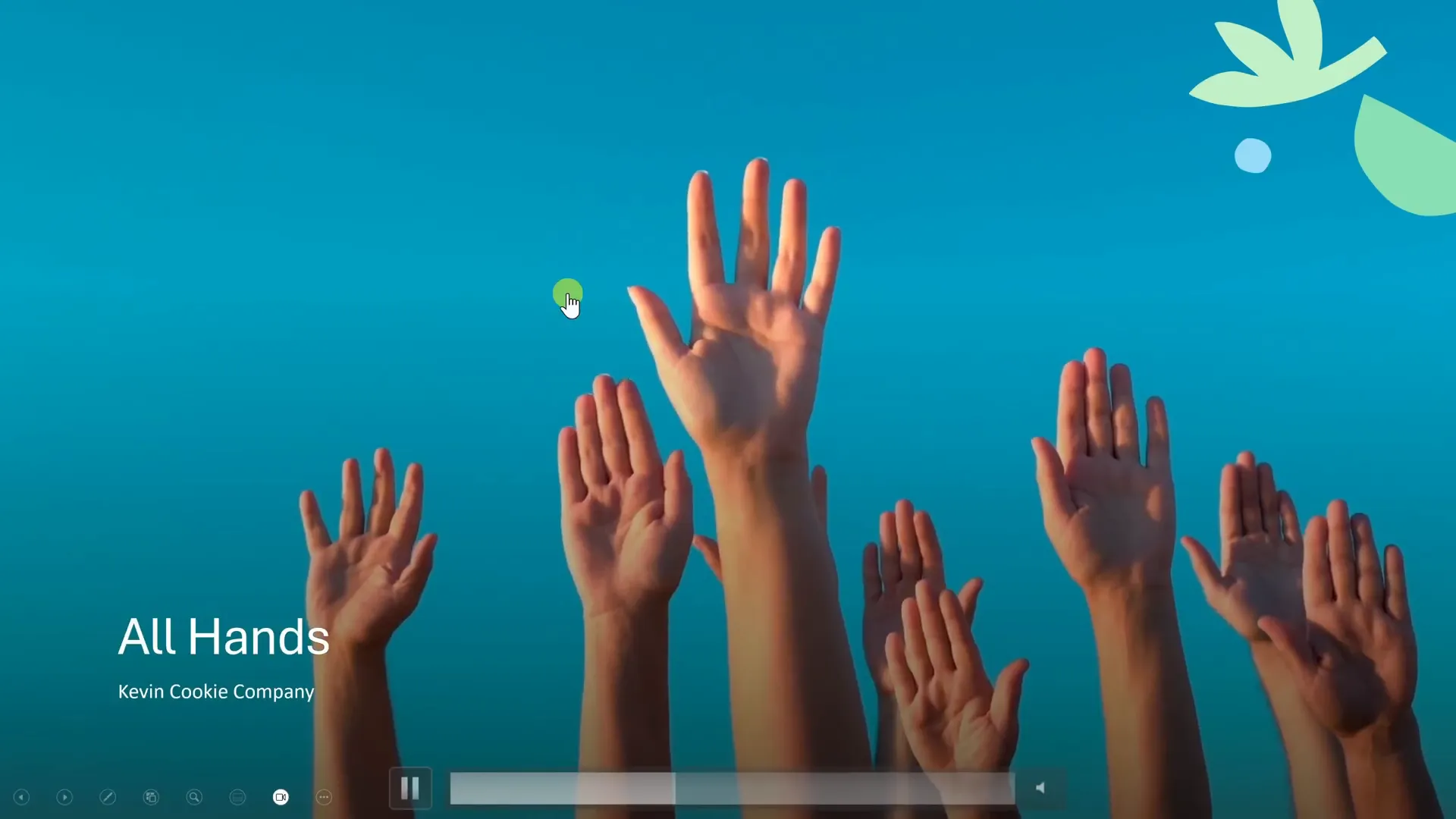 PowerPoint presentation mode with pointer options and slide controls