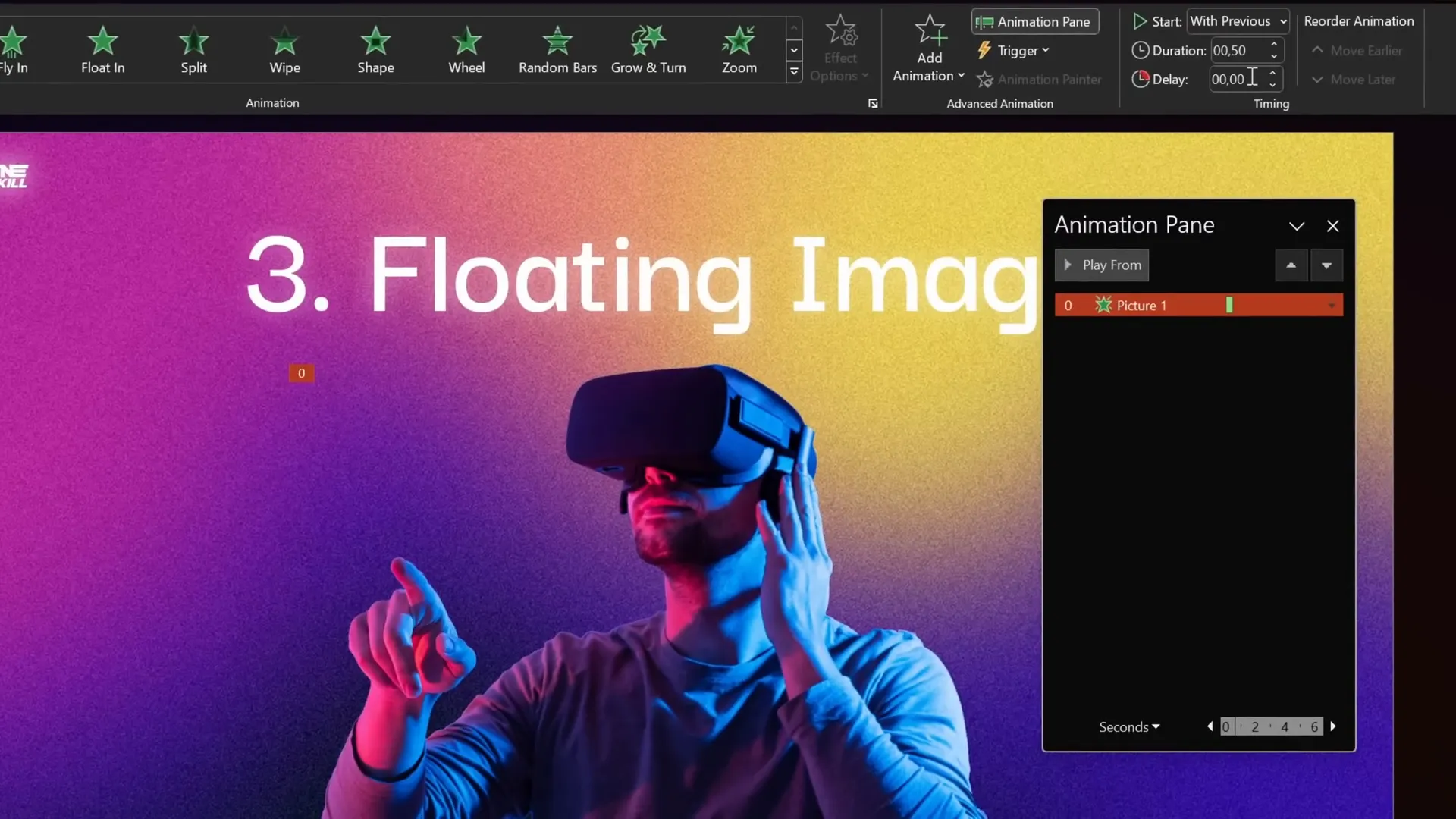 Floating image with fade in and circular motion