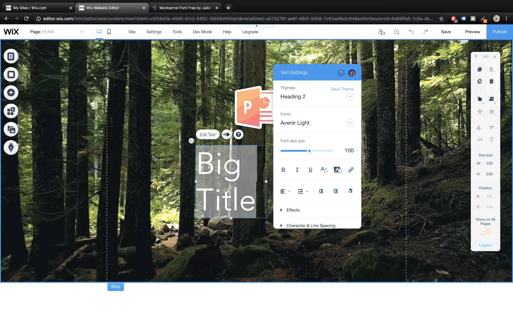 Adding and editing large text box on Wix strip