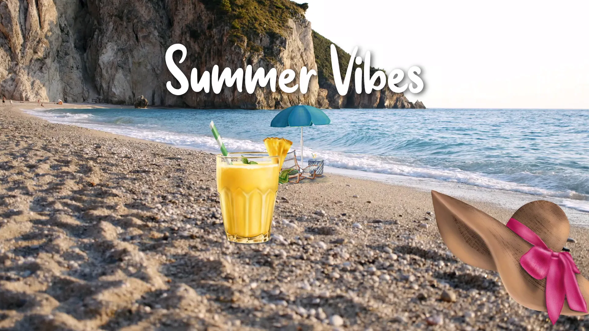 Final preview of looping summer sticker animation in PowerPoint