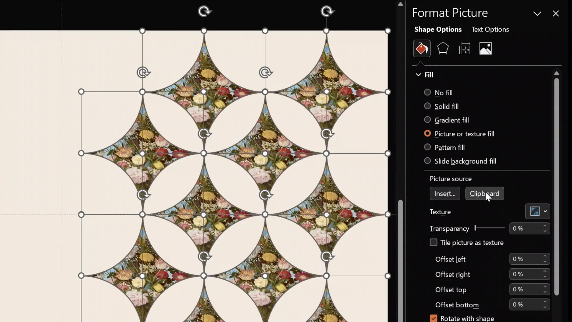 Filling custom shapes with pictures