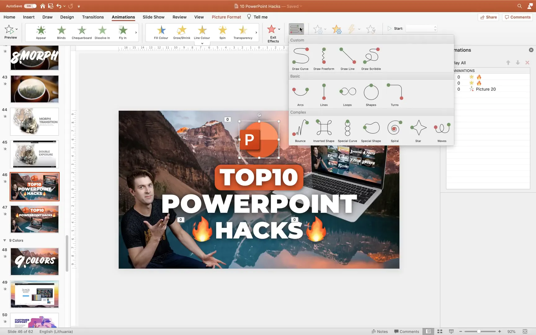 Morph transition animating objects moving on PowerPoint slide