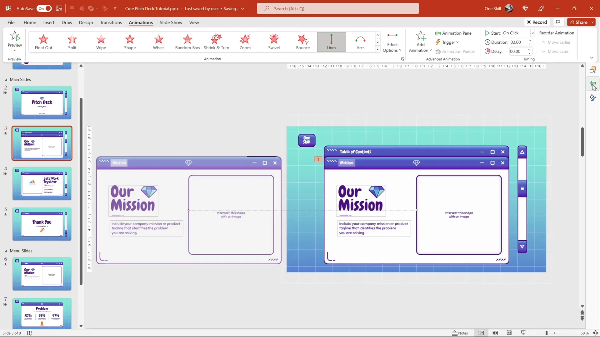 Setting up motion path animation for menu slide popup