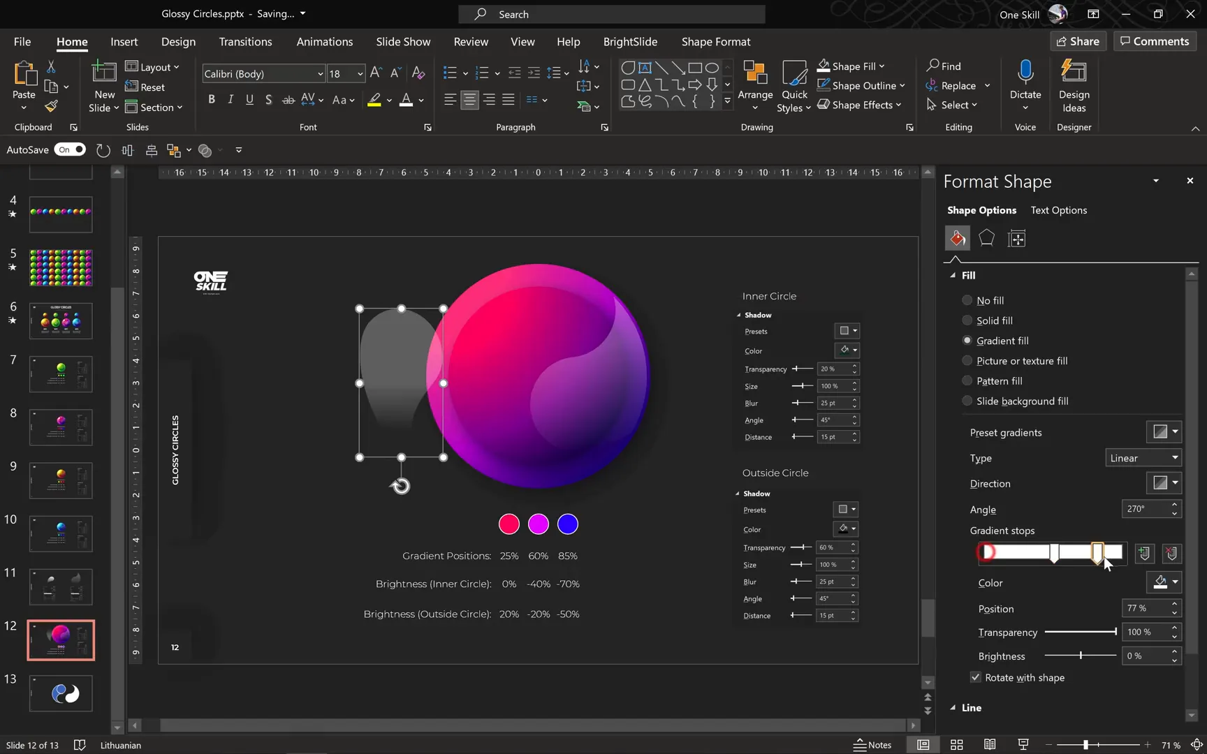 Creating and positioning secondary highlight using triangle shape