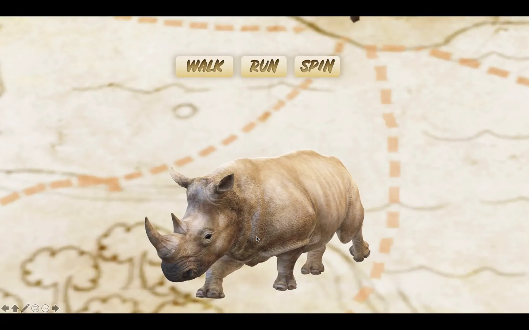 Rhino section with animation trigger buttons