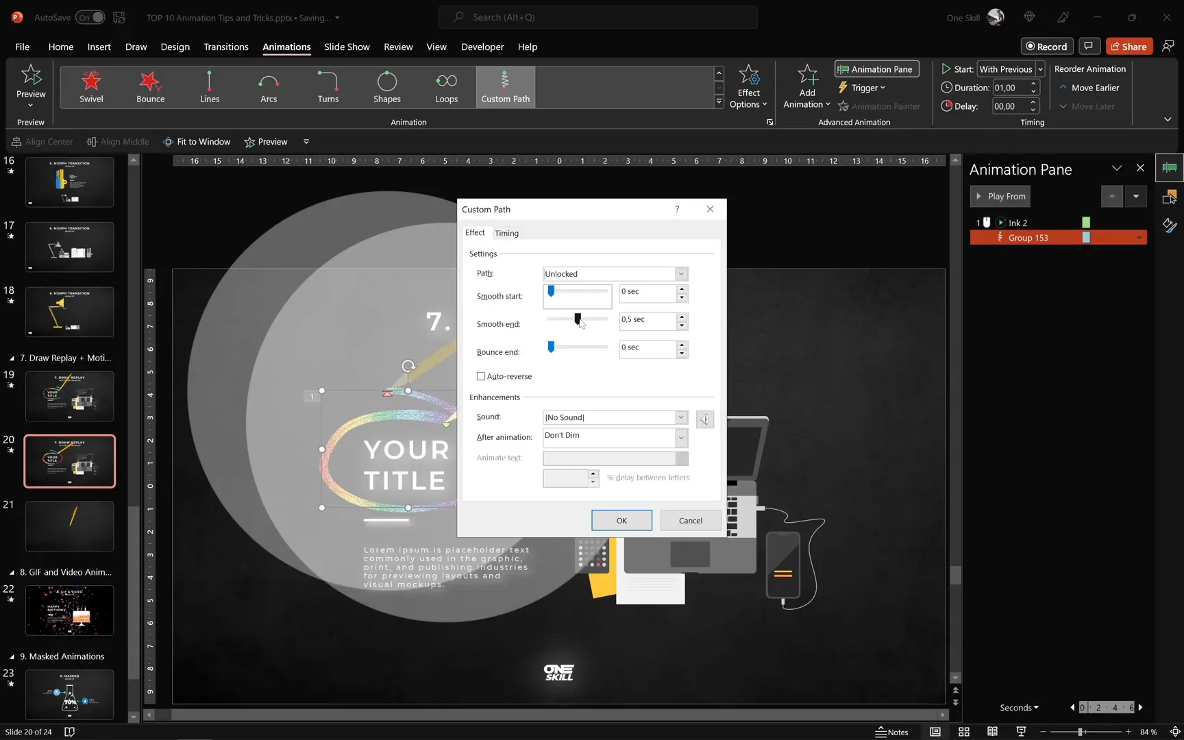 Creating custom motion path for pencil to follow scribble