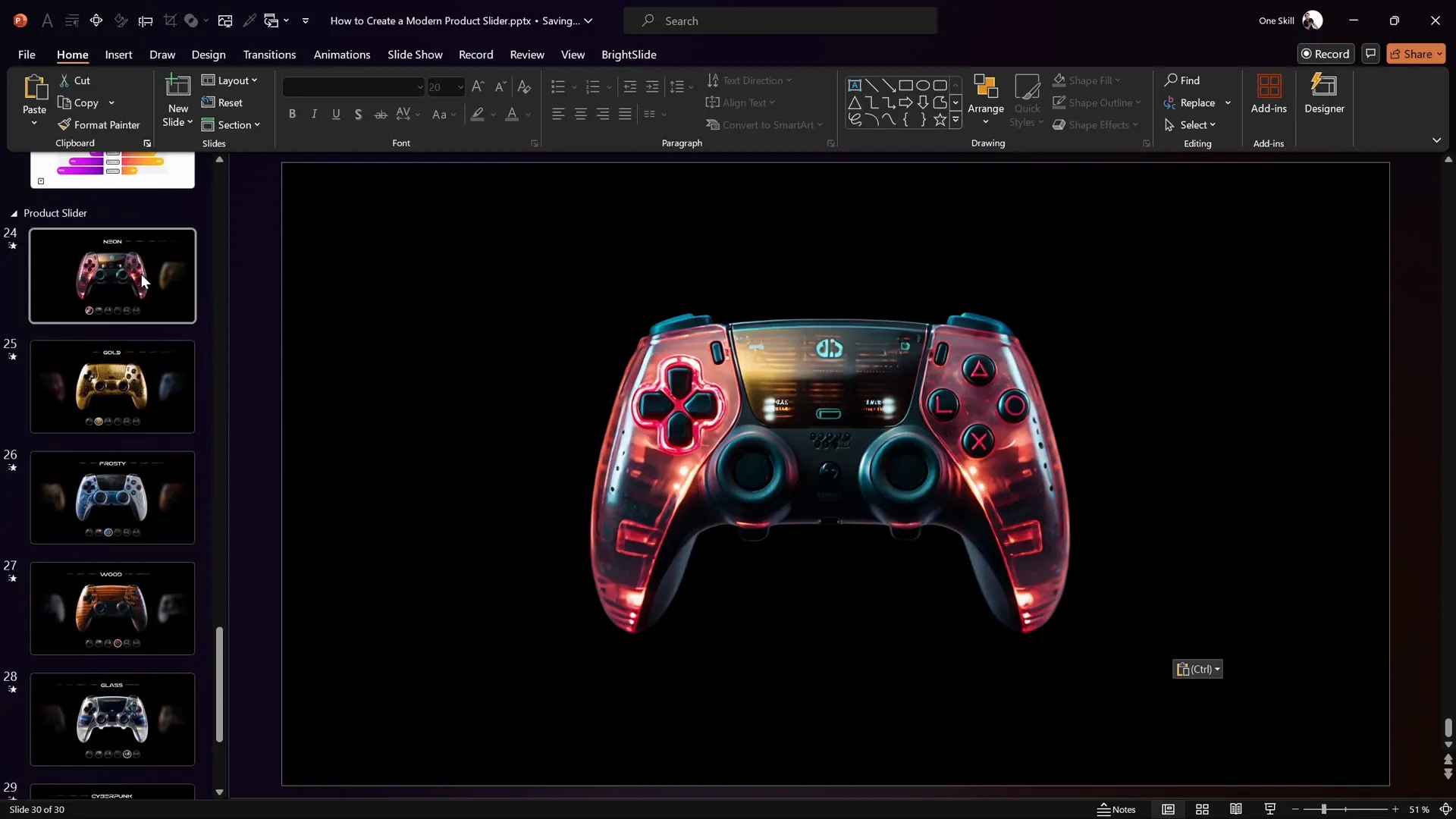 Adding and aligning gaming controller images with titles on the slide