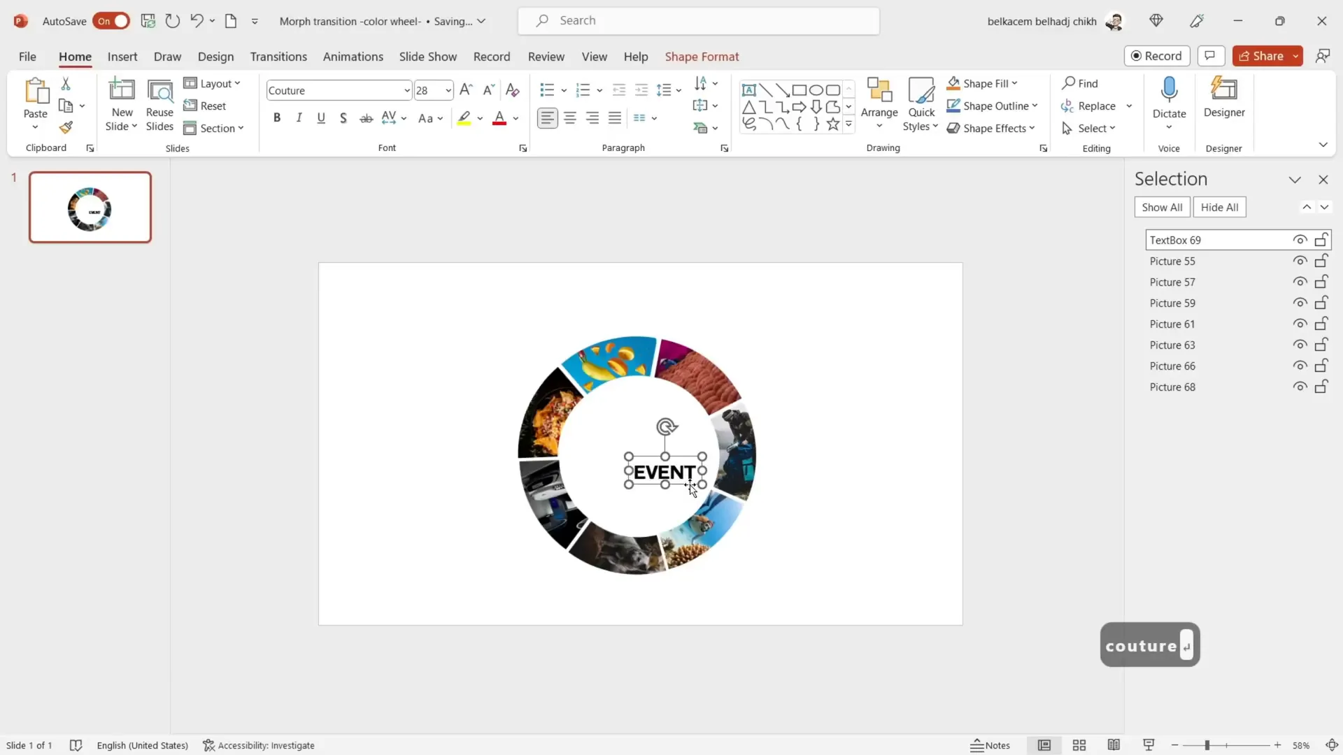 Inserting and styling titles on slides