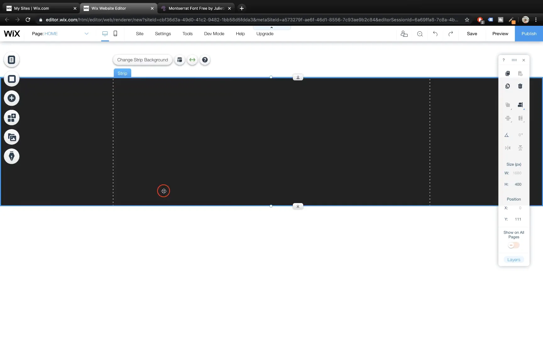Adding a black classic strip in Wix editor