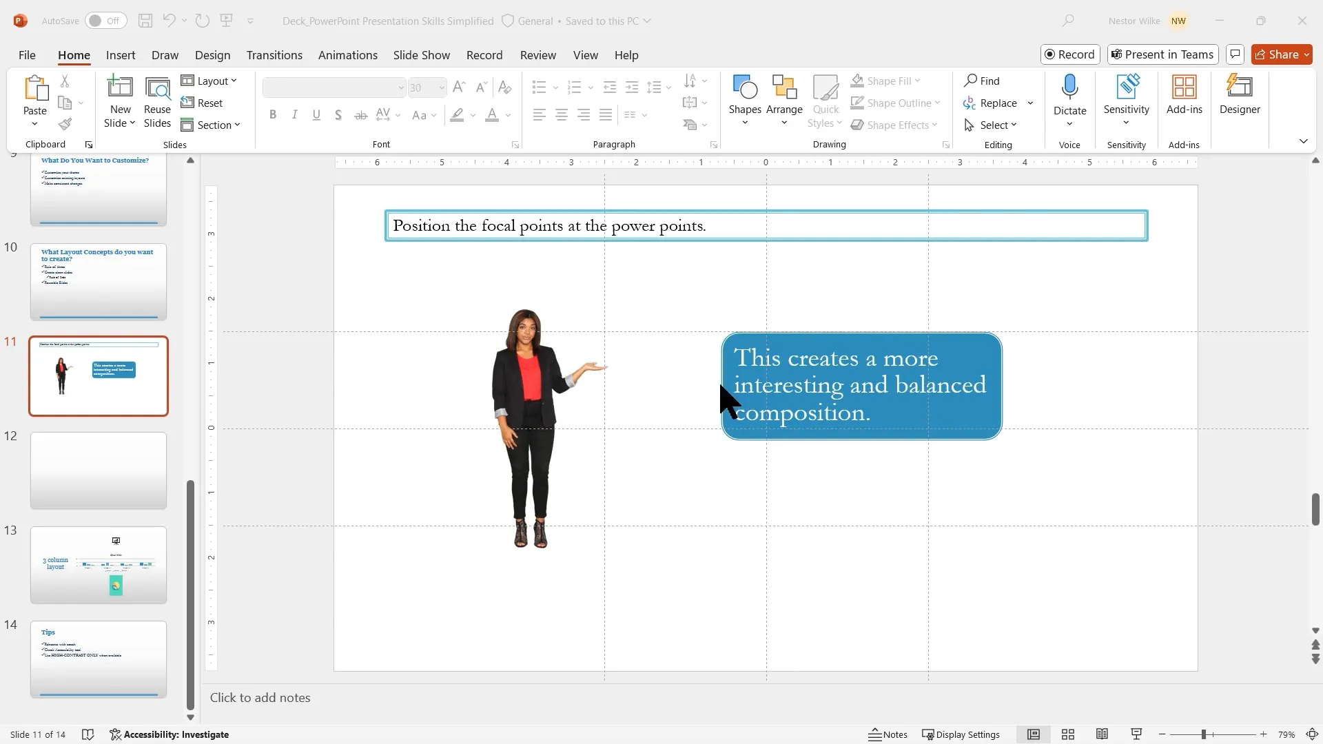 Example of Rule of Thirds applied to slide layout