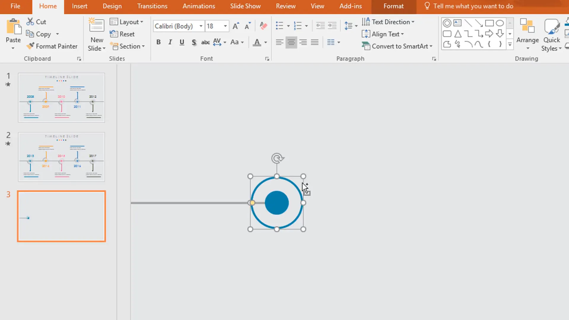 Adding oval and hollow circle shapes to timeline