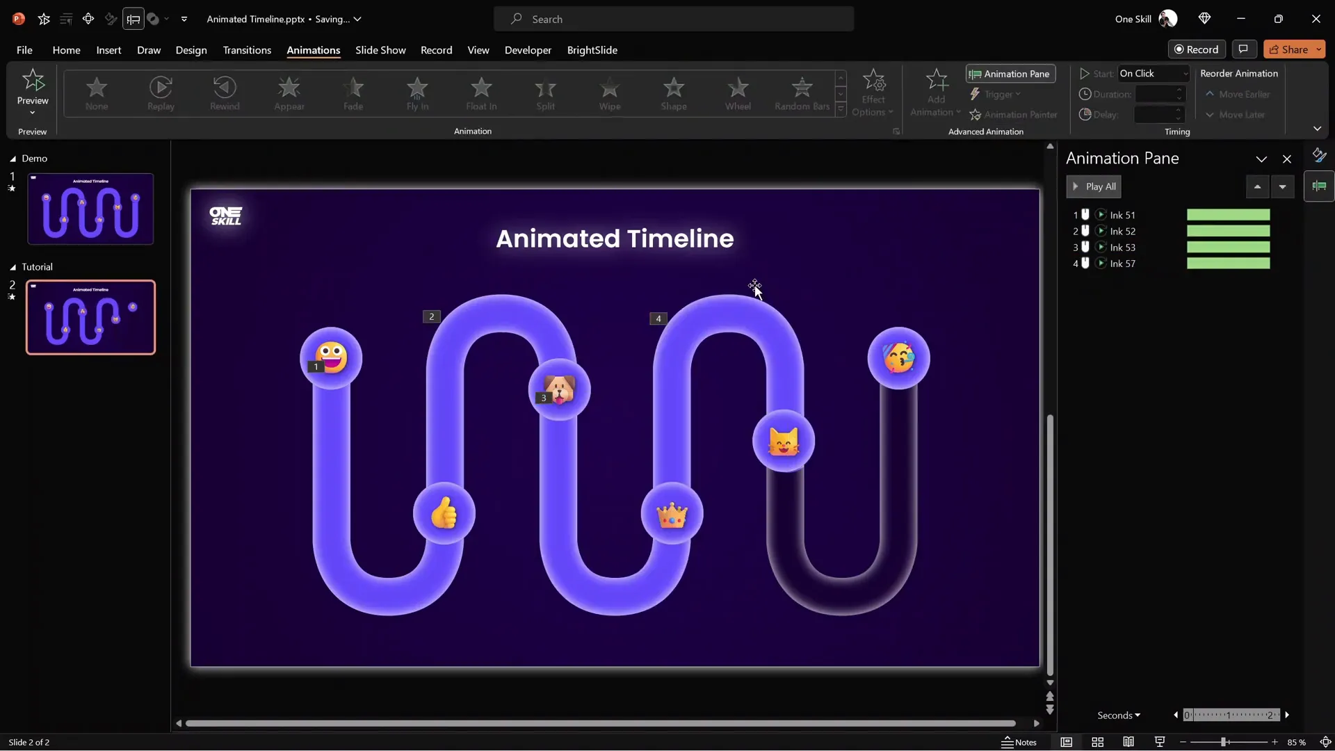 Duplicating timeline fill segments and animations