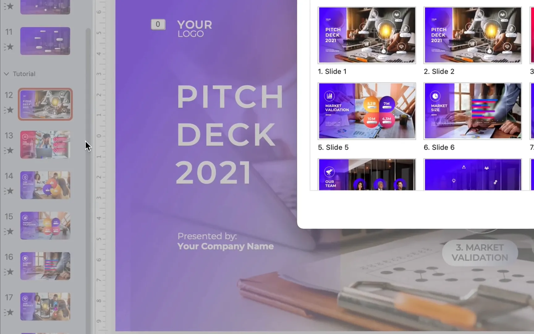 Copied content pasted into pitch deck slides in PowerPoint