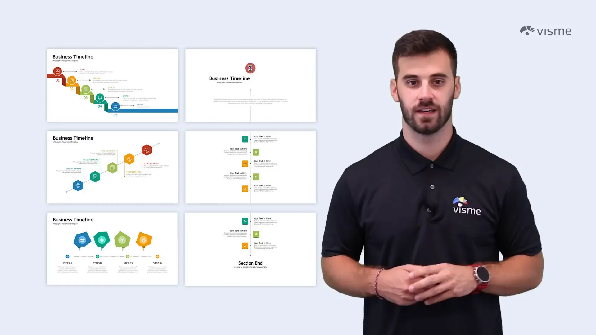 Timeline visualization in presentation slides