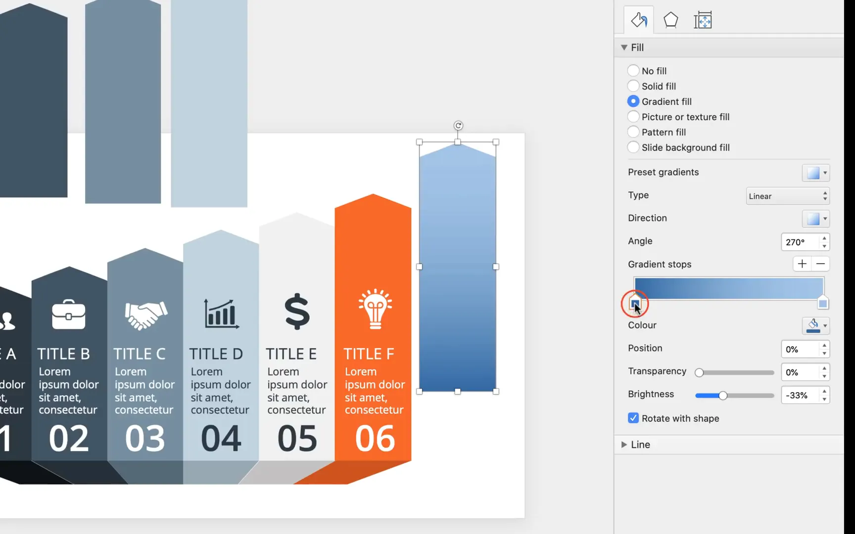 Adjusting gradient fill for custom shadow effect