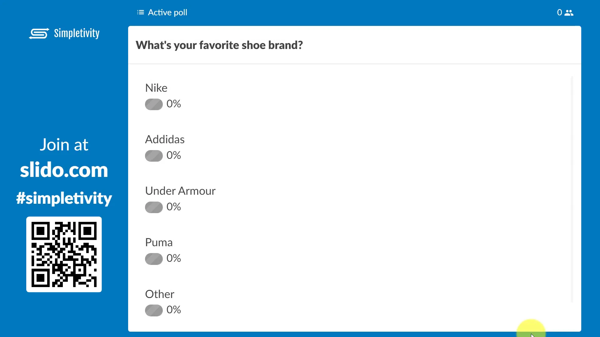 Slido live poll embedded in PowerPoint slide