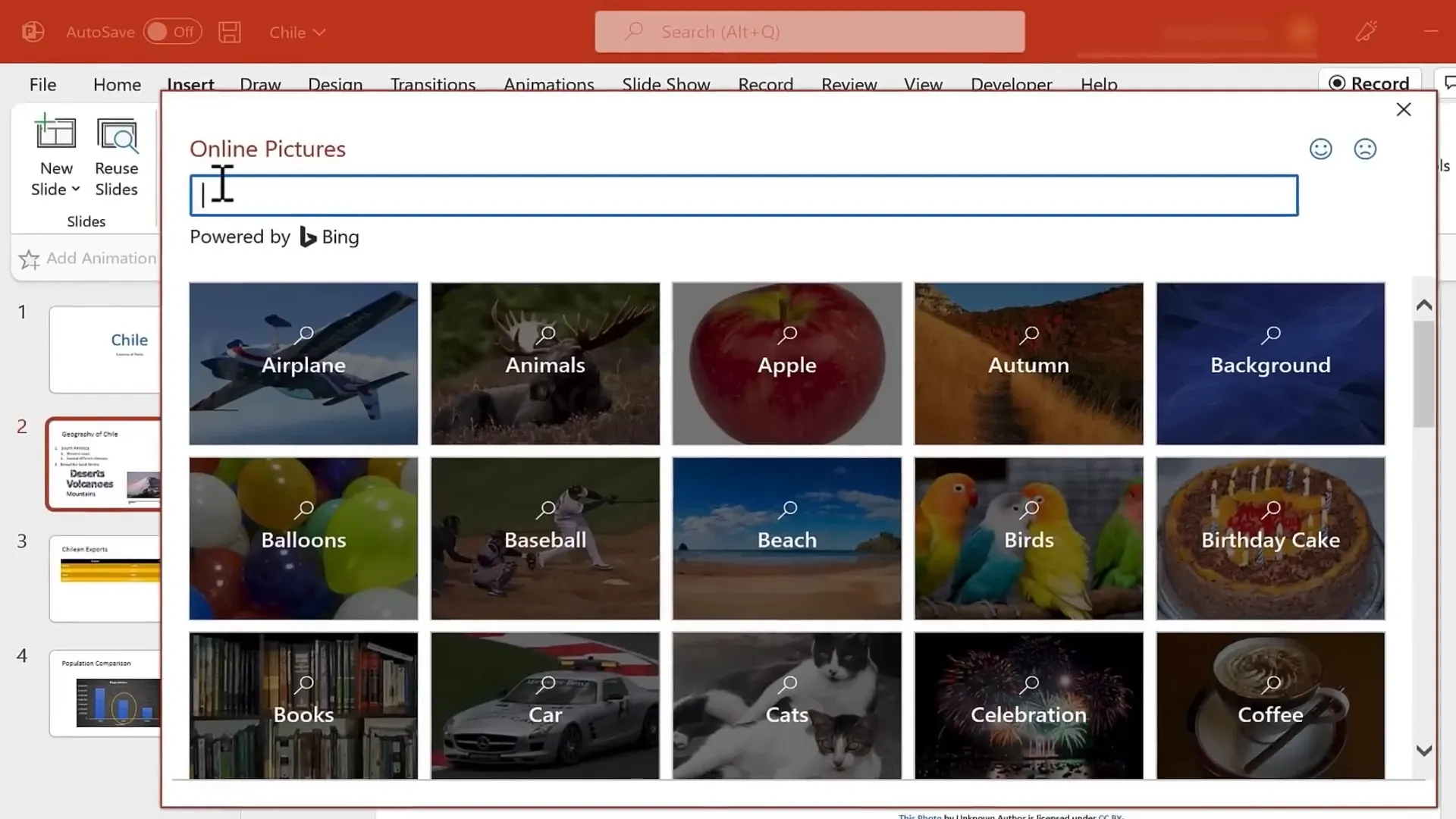 Searching and inserting online pictures with transparent background