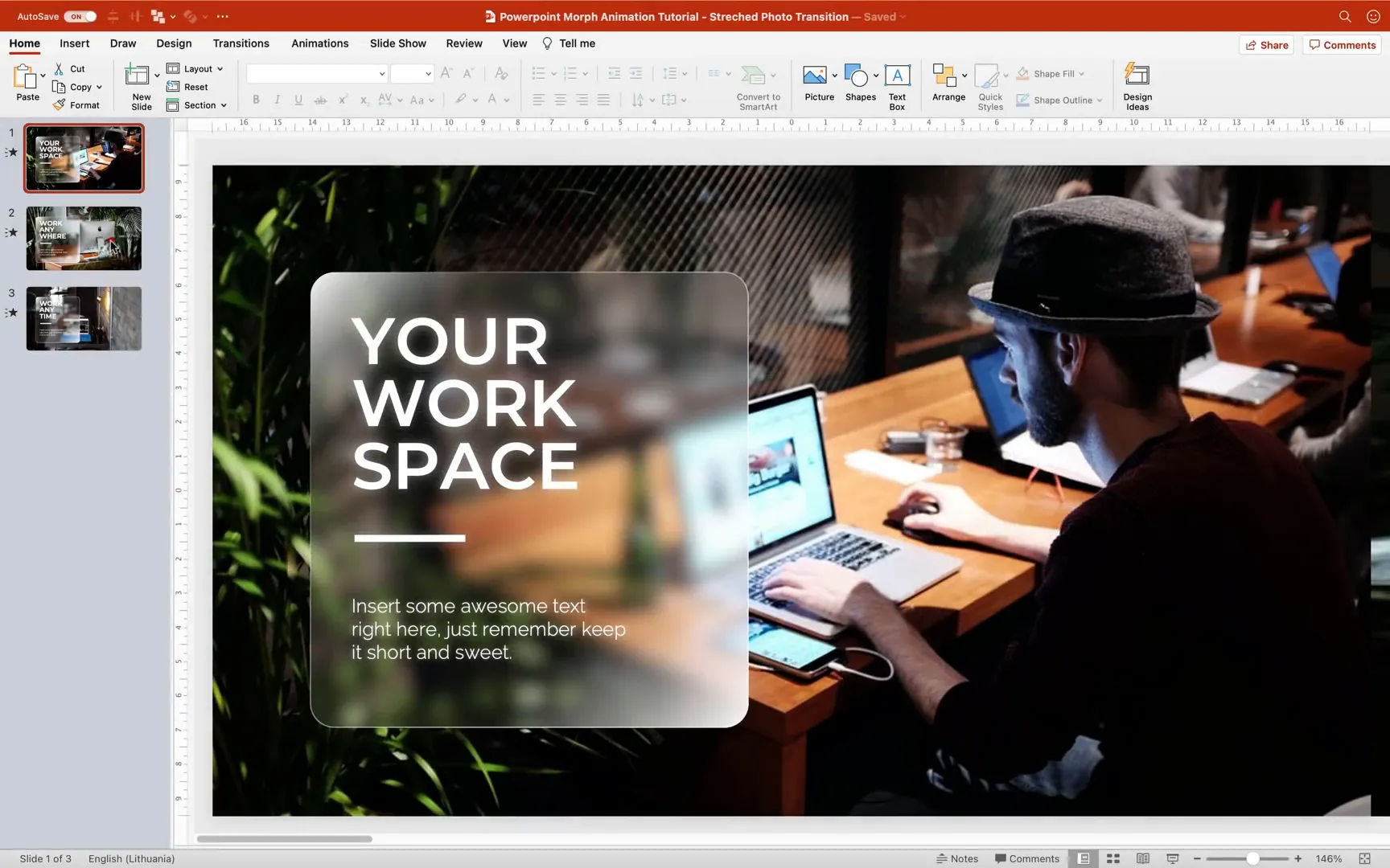Overview of the photo stretch morph transition and glassmorphic cards