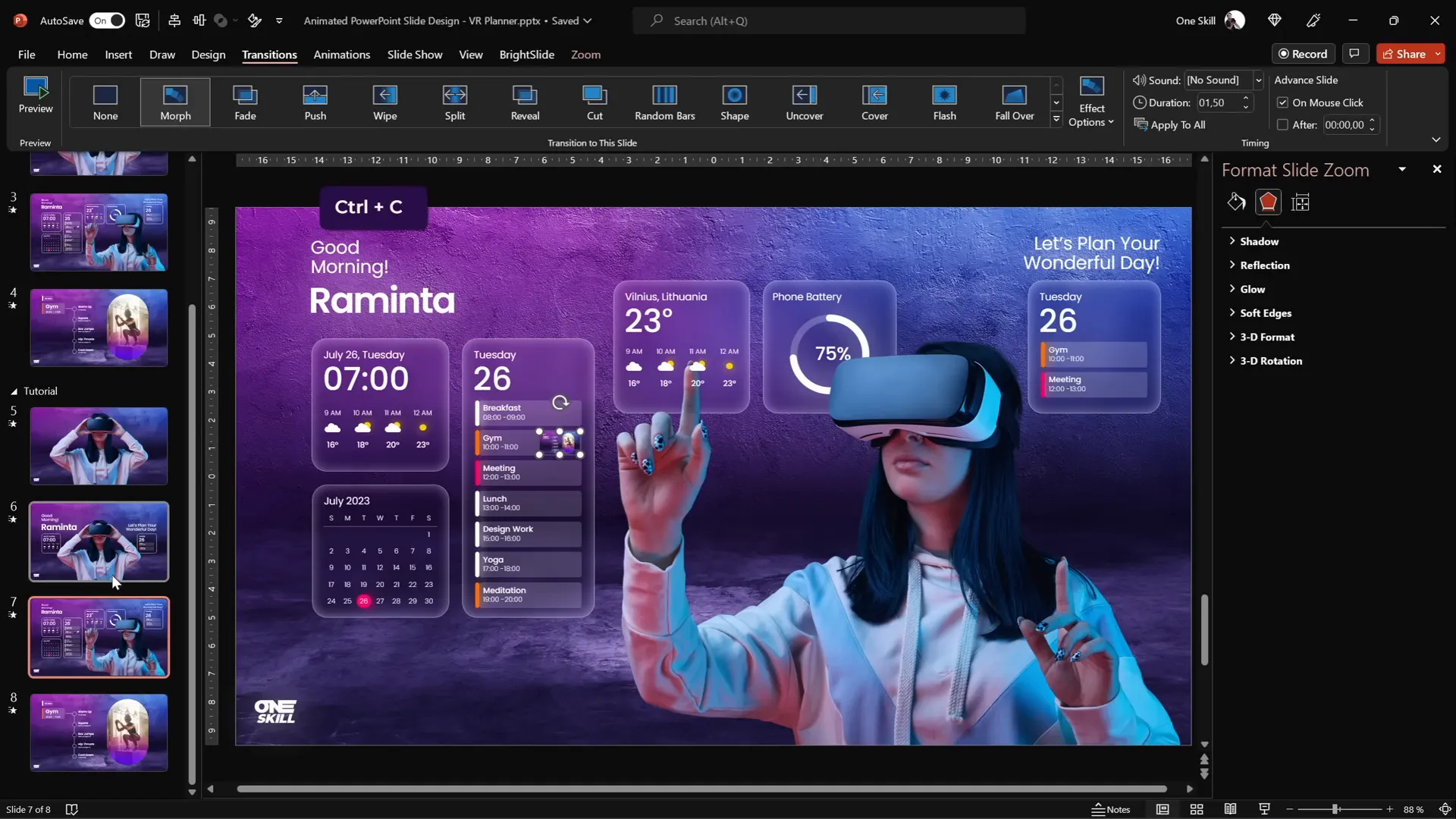 Final presentation with morph transitions and slide zooms in action
