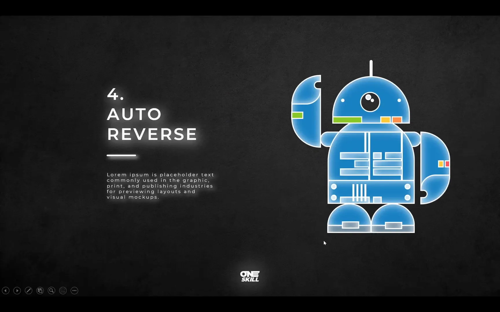 Robot sliding right and left with auto reverse motion path animation