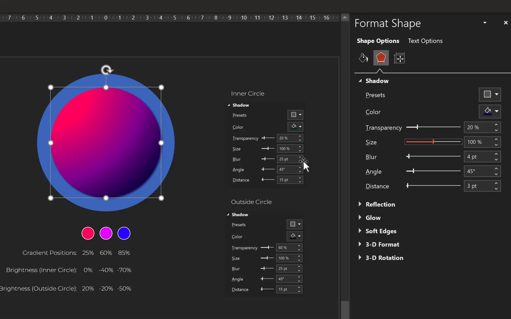 Adding subtle shadow to inner circle